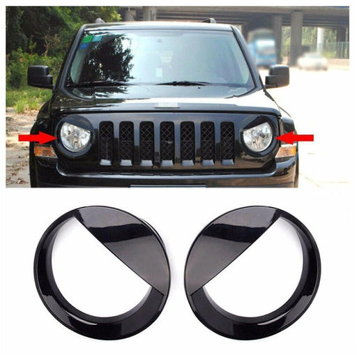 DURAFORCE 2X Front Angry Eyes Style Light Headlight Trim Cover For Jeep Patriot 2011-2017