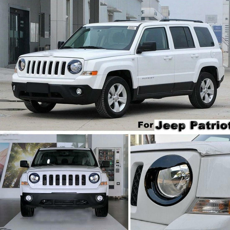 DURAFORCE 2X Front Angry Eyes Style Light Headlight Trim Cover For Jeep Patriot 2011-2017