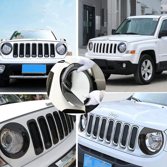 DURAFORCE 2X Front Angry Eyes Style Light Headlight Trim Cover For Jeep Patriot 2011-2017