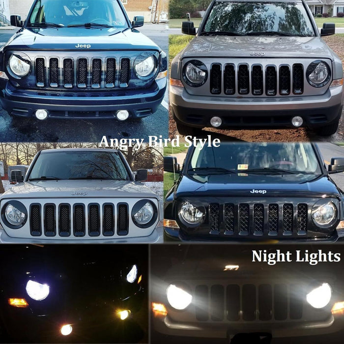 DURAFORCE 2X Front Angry Eyes Style Light Headlight Trim Cover For Jeep Patriot 2011-2017