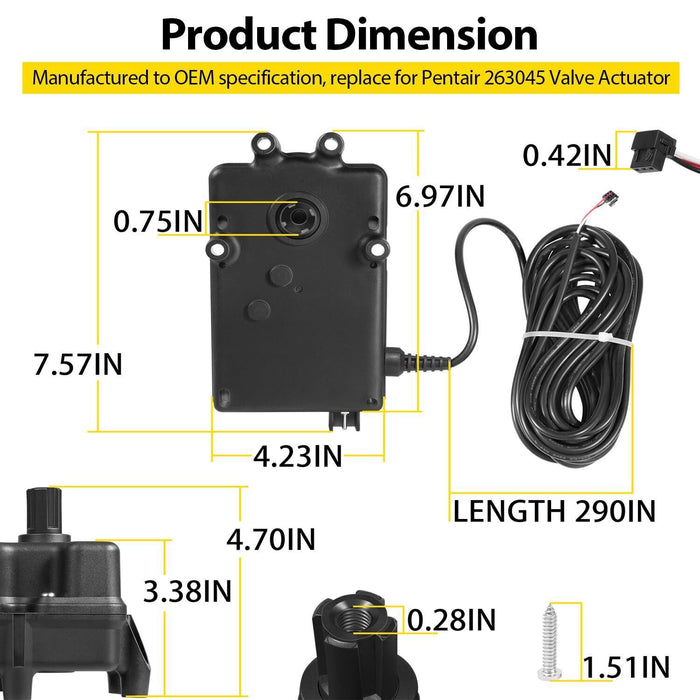 DURAFORCE for Pentair Compool, Jandy/Zodiac,Hayward 263045 CVA-24T Valve Actuator 24V
