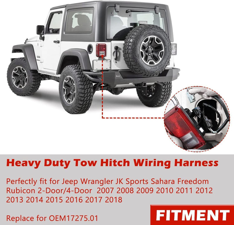 DURAFORCE 70.5" 4-Way Tow Hitch Wiring Harness For 07-18 Jeep Wrangler JK Trailer 17275.01