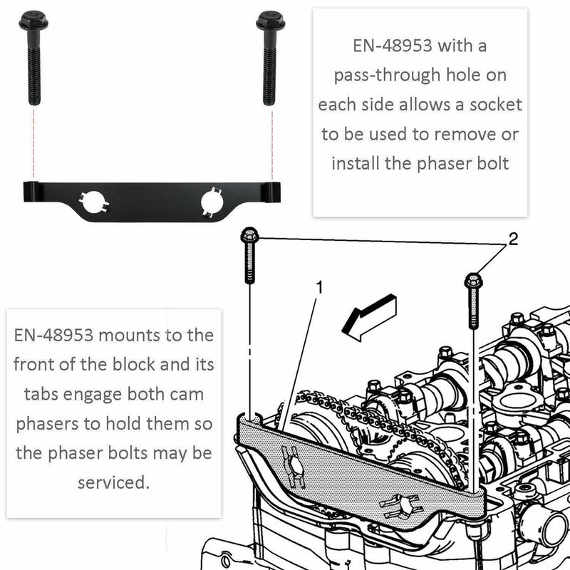 DURAFORCE 6677 Timing Chain Retainer Set EN-48749 & EN-48953 Cam Phaser Actuator Lock Tool