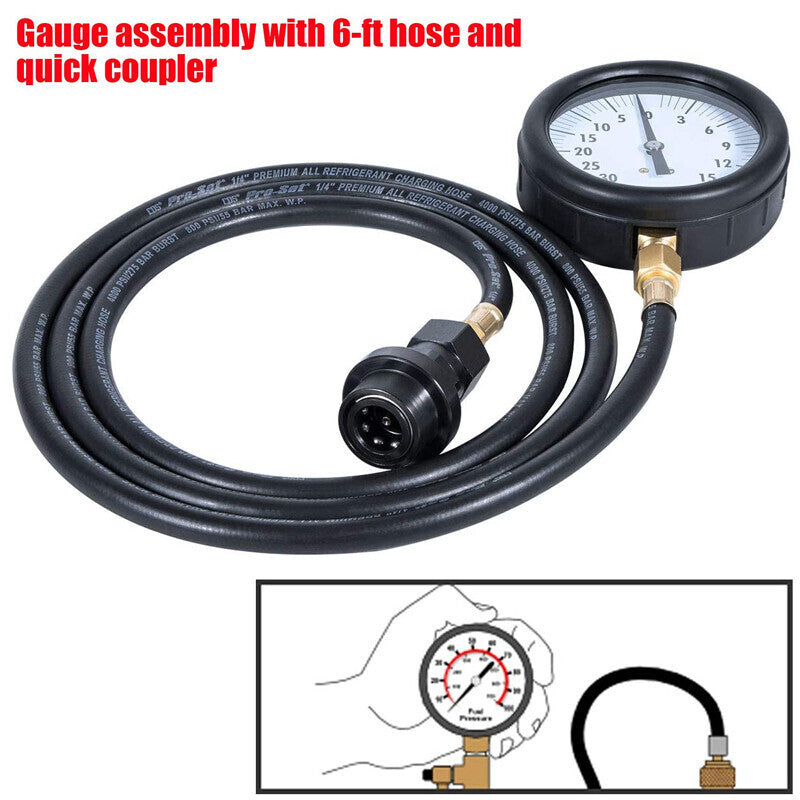 DURAFORCE GM 6.6L Duramax Diesel Fuel Pressure System Vacuum Test Kit TU-32-6 Hose + Gauge
