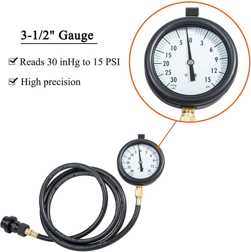 DURAFORCE GM 6.6L Duramax Diesel Fuel Pressure System Vacuum Test Kit TU-32-6 Hose + Gauge