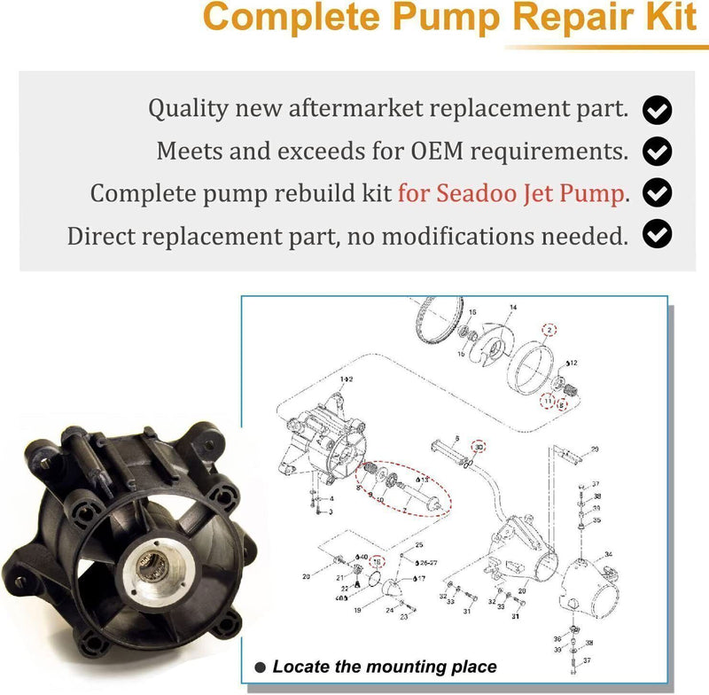 DURAFORCE Complete Jet Pump Rebuild Kit for SeaDoo GTX RFI RX RXDI XP Limited GSX GTS LRV