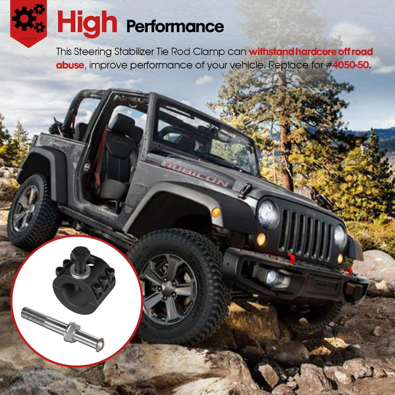DURAFORCE Steering Stabilizer Tie Rod Clamp Stud 1-1/2" OD Tube for Jeep Wrangler JL JT JK