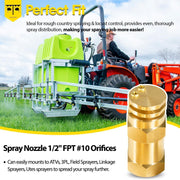 DURAFORCE Boomless Spray Nozzle 1/2" FPT #10 Orifices (90° & 180° Caps Included) 4.2 GPM