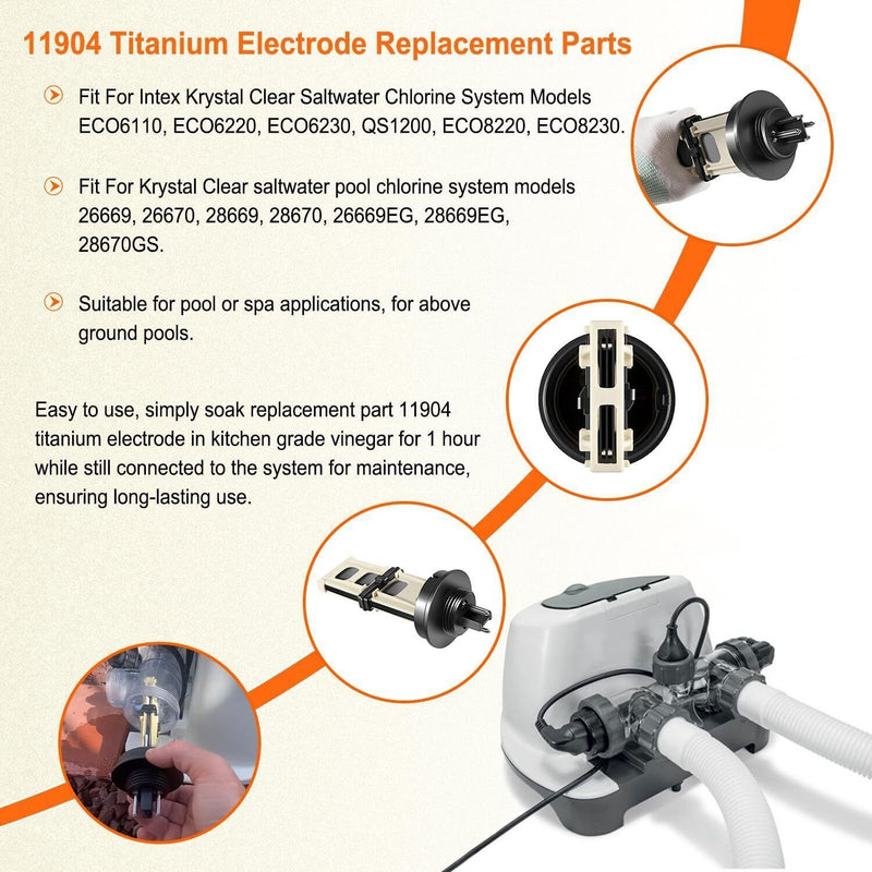 DURAFORCE 11904 Replacement Titanium Electrode For Intex Saltwater System 28669 28670
