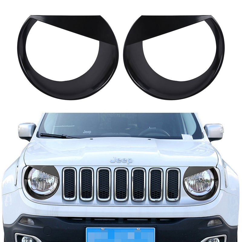 DURAFORCE 2X ABS Angry Bird Front Headlight Bezels Cover Trim for Jeep Renegade 2015-2018