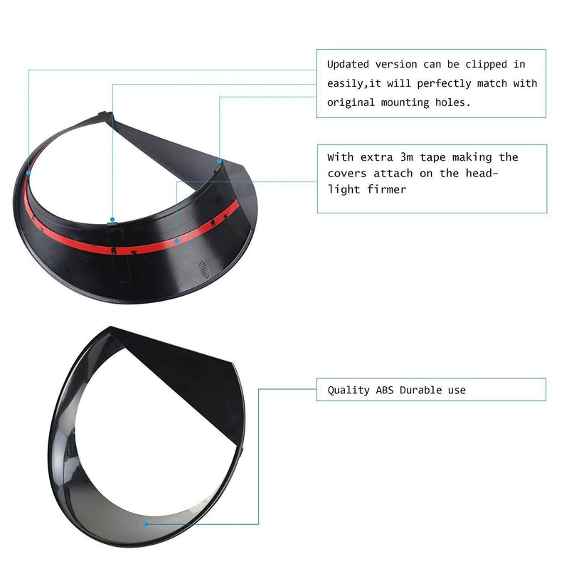 DURAFORCE 2X ABS Angry Bird Front Headlight Bezels Cover Trim for Jeep Renegade 2015-2018