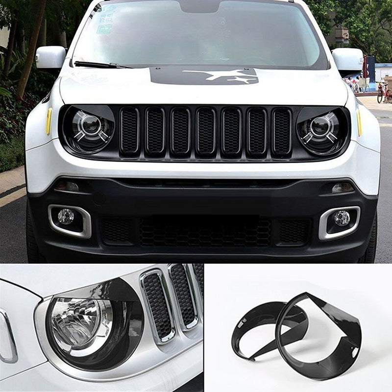 DURAFORCE 2X ABS Angry Bird Front Headlight Bezels Cover Trim for Jeep Renegade 2015-2018