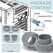 DURAFORCE 2 Pack 006723F 2" PVC Connector for Raypak Pool Heater Parts R185A R265A R335A