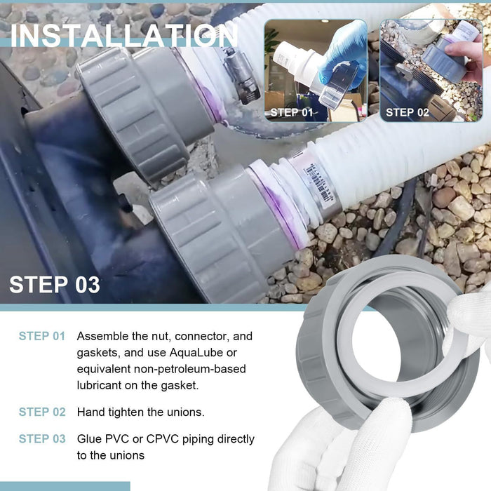 DURAFORCE 2 Pack 006723F 2" PVC Connector for Raypak Pool Heater Parts R185A R265A R335A