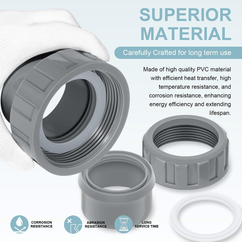 DURAFORCE 2 Pack 006723F 2" PVC Connector for Raypak Pool Heater Parts R185A R265A R335A