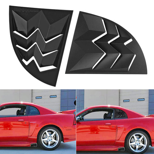 DURAFORCE 2pcs Side Window Scoop Louvers ABS Sun Shade Cover For 1999-2004 Ford Mustang