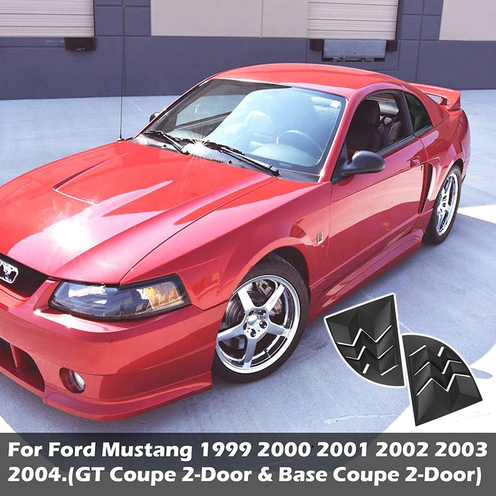 DURAFORCE 2pcs Side Window Scoop Louvers ABS Sun Shade Cover For 1999-2004 Ford Mustang