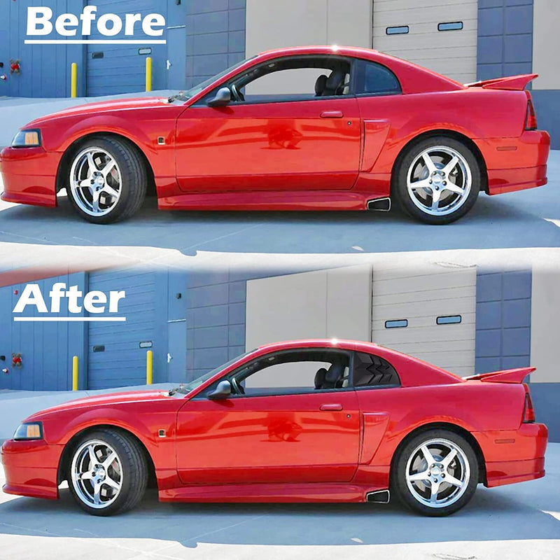 DURAFORCE 2pcs Side Window Scoop Louvers ABS Sun Shade Cover For 1999-2004 Ford Mustang