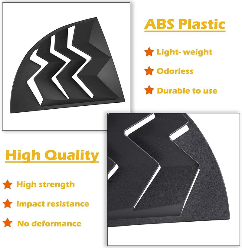 DURAFORCE 2pcs Side Window Scoop Louvers ABS Sun Shade Cover For 1999-2004 Ford Mustang