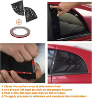 DURAFORCE 2pcs Side Window Scoop Louvers ABS Sun Shade Cover For 1999-2004 Ford Mustang