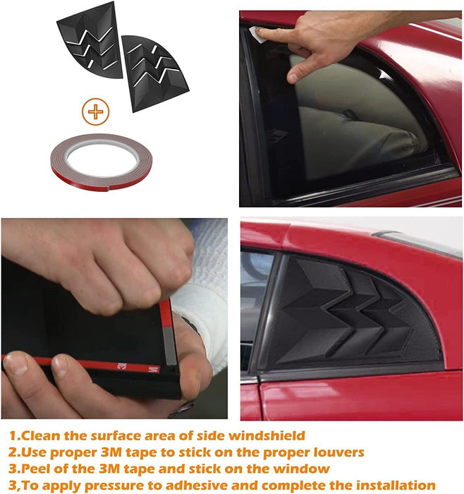 DURAFORCE 2pcs Side Window Scoop Louvers ABS Sun Shade Cover For 1999-2004 Ford Mustang