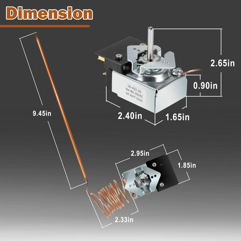 DURAFORCE Replace For STAR MAX GRIDDLE MFG 2T-Z5958 Z5958 SA-100-450 SA-465-36 Thermostat