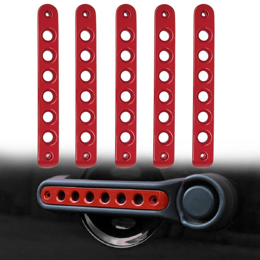 DURAFORCE 5pcs Aluminum Door Grab Handle Cover Trim for Jeep Wrangler JK 2007-2018 (Red)