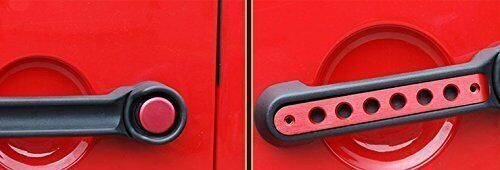 DURAFORCE 5pcs Aluminum Door Grab Handle Cover Trim for Jeep Wrangler JK 2007-2018 (Red)