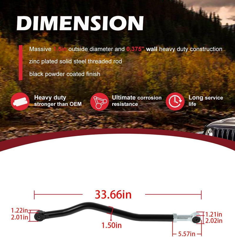 DURAFORCE Front Forged Adjustable Track Bar 1-6" Lift Fit For Jeep Wrangler JK 2007-2018