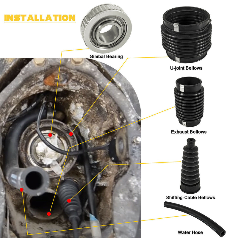 DURAFORCE Bellows Transom Seal Repair Kit w/ Gimbal Bearing For MerCruiser Alpha 1 Gen 2