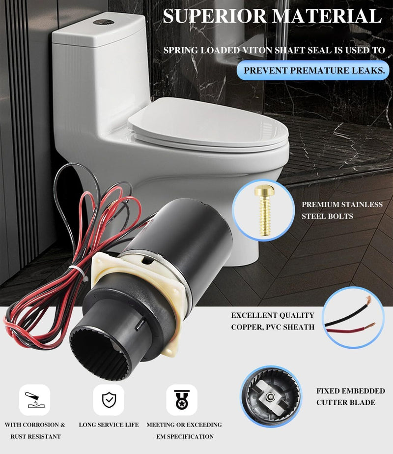 DURAFORCE 37072-0092 Marine Toilet Macerator Pump Motor Set Fits Jabsco 37045, 37245 12V