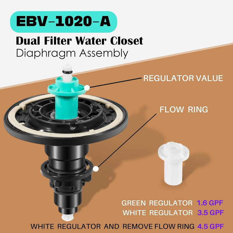 DURAFORCE For Sloan G2 Dual Filter Water Closet Electronic Diaphragm Assembly EBV-1020-A
