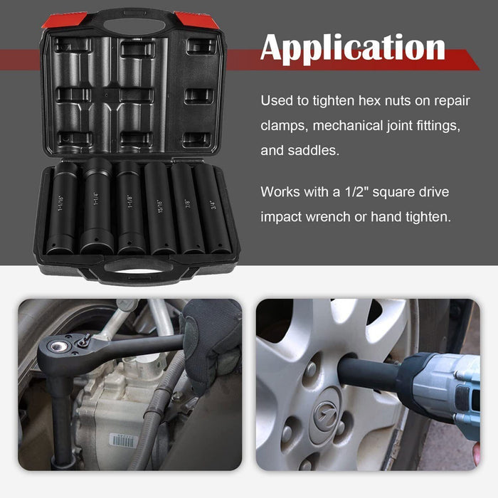 DURAFORCE 1/2" Drive Heavy Duty Extended Length Extra-Deep Length Impact Socket Set