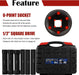 DURAFORCE 1/2" Drive Heavy Duty Extended Length Extra-Deep Length Impact Socket Set