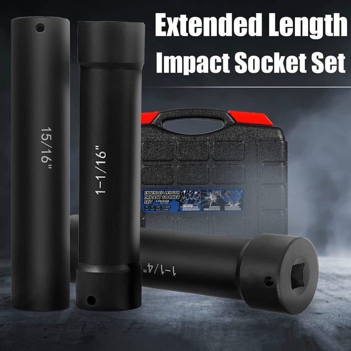 DURAFORCE 1/2" Drive Heavy Duty Extended Length Extra-Deep Length Impact Socket Set