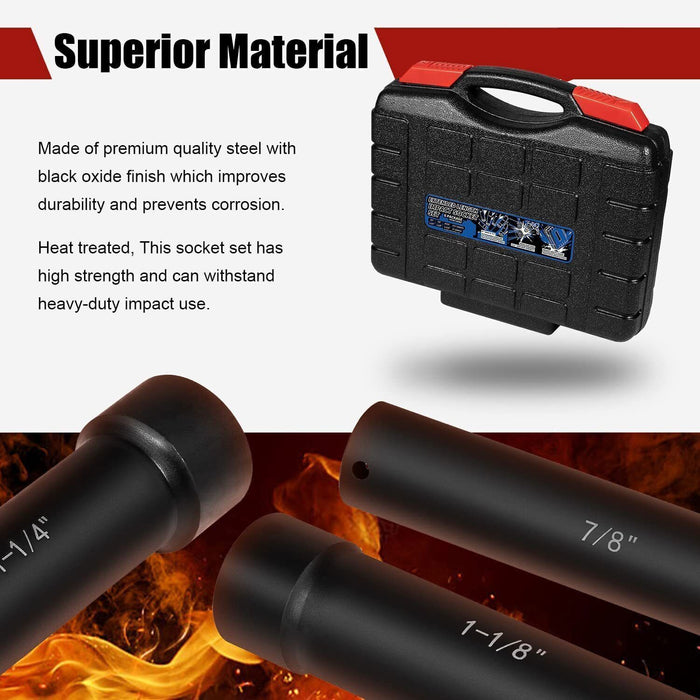 DURAFORCE 1/2" Drive Heavy Duty Extended Length Extra-Deep Length Impact Socket Set