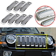 DURAFORCE 7Pcs Front Mesh Grille Grill Insert Cover Trim Frame For Jeep Patriot 2011-2018