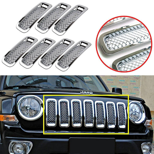 DURAFORCE 7Pcs Front Mesh Grille Grill Insert Cover Trim Frame For Jeep Patriot 2011-2018