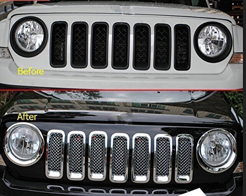 DURAFORCE 7Pcs Front Mesh Grille Grill Insert Cover Trim Frame For Jeep Patriot 2011-2018