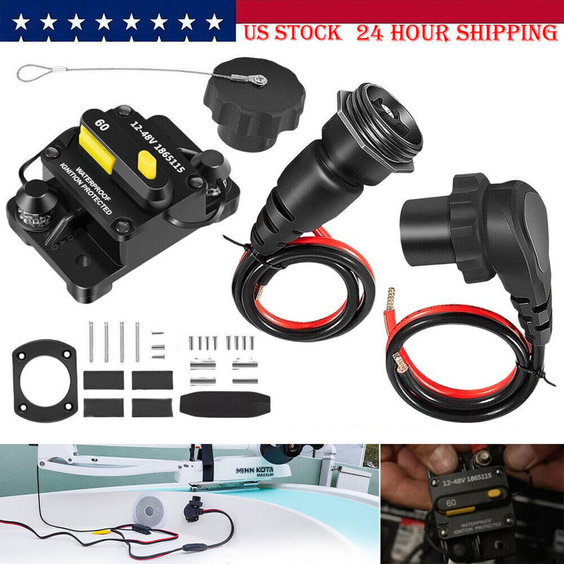 DURAFORCE MKR-27 Circuit Breaker+MKR-28 Trolling Motor Plug Receptacle for Minn Kota Motor