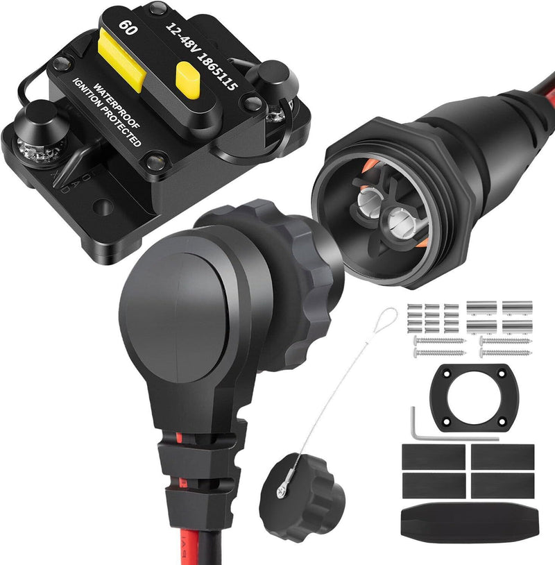 DURAFORCE MKR-27 Circuit Breaker+MKR-28 Trolling Motor Plug Receptacle for Minn Kota Motor