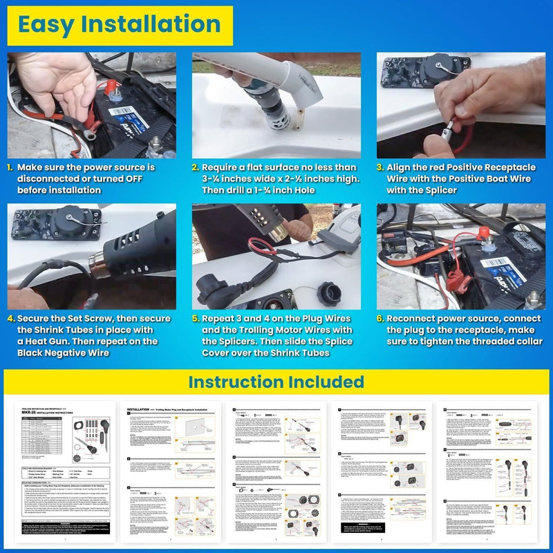 DURAFORCE MKR-27 Circuit Breaker+MKR-28 Trolling Motor Plug Receptacle for Minn Kota Motor