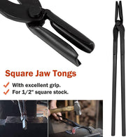DURAFORCE Knife Making Tongs Bladesmith Tong Set & Blacksmith Hammer 1.5 kg Forge Tools