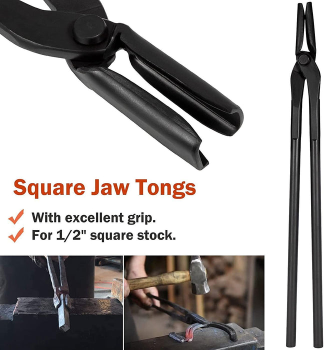 DURAFORCE Knife Making Tongs Bladesmith Tong Set & Blacksmith Hammer 1.5 kg Forge Tools