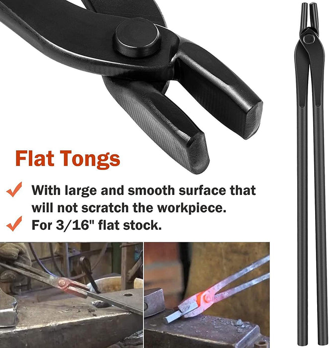 DURAFORCE Knife Making Tongs Bladesmith Tong Set & Blacksmith Hammer 1.5 kg Forge Tools