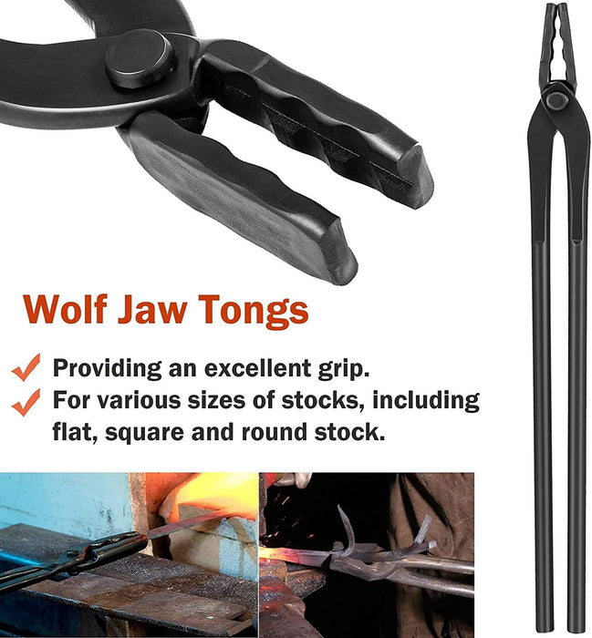 DURAFORCE Knife Making Tongs Bladesmith Tong Set & Blacksmith Hammer 1.5 kg Forge Tools