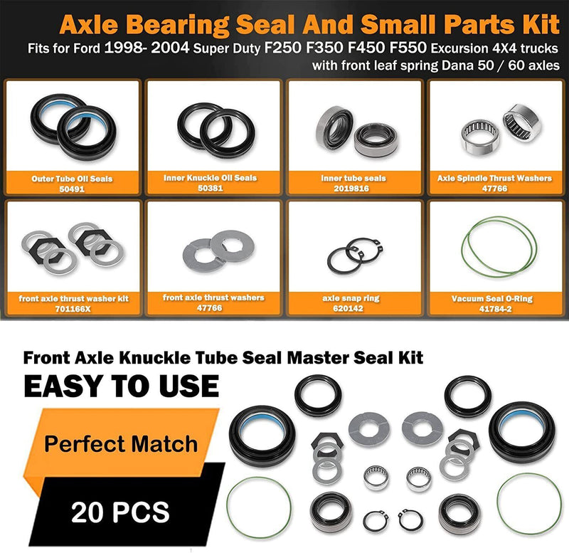 DURAFORCE Front Axle Shaft Seal &Bearing Kit For 1998-2004 Ford Excursion F250/350/450/550