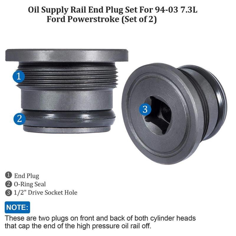 DURAFORCE 4C3Z-6026-CA Oil Supply Rail End Oil Gallery Plug Seal For Ford 7.3L Powerstroke