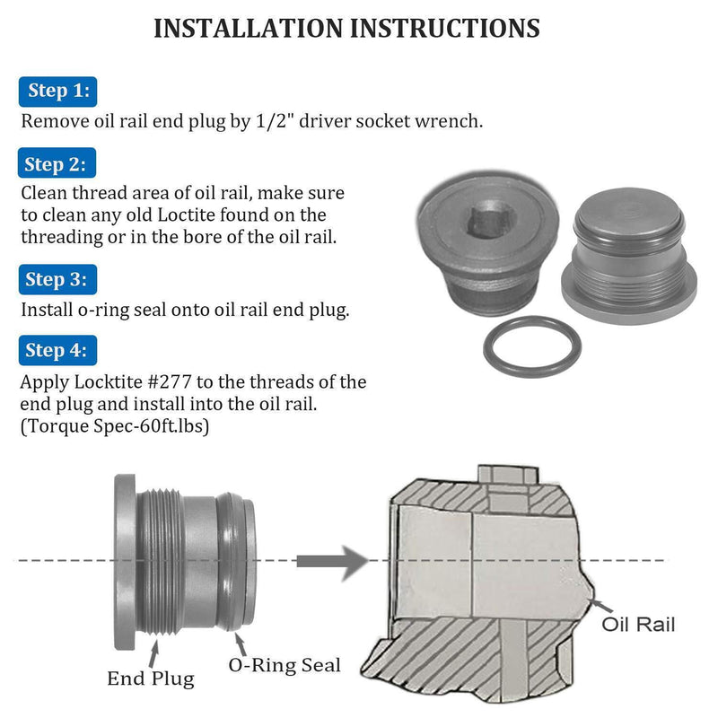 DURAFORCE 4C3Z-6026-CA Oil Supply Rail End Oil Gallery Plug Seal For Ford 7.3L Powerstroke