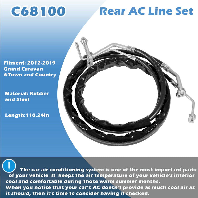 DURAFORCE C68100 Rear/Aux AC Lines for 2012-2019 Dodge Caravan & Chrysler Town and Country